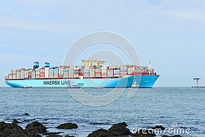 Maersk Mc-Kinney moller container ship Editorial Stock Photo