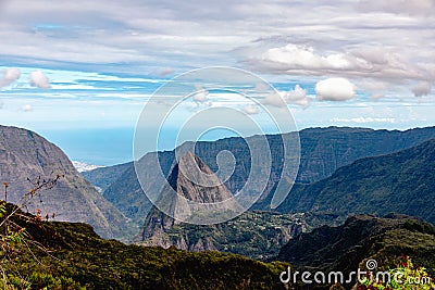 Mafate, Reunion Island - Scenic view of Mafate cirque from Salazie cirque Stock Photo