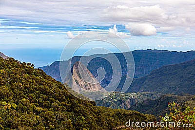 Mafate, Reunion Island - Scenic view of Mafate cirque from Salazie cirque Stock Photo