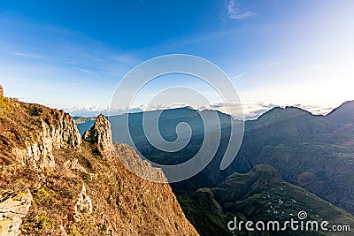 Mafate, Reunion Island - View to Mafate cirque from Maido point of view Stock Photo