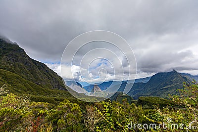 Mafate, Reunion Island - Scenic view of Mafate cirque from Salazie cirque Stock Photo