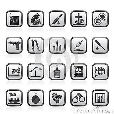 Mafia, Gangster and organized criminality activity icons Vector Illustration