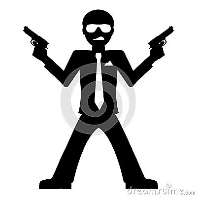 Mafia man with guns Vector Illustration