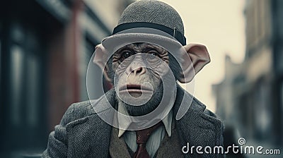 Mafia Monkey: A Surrealist Take On Gangland Culture Through 55mm Lens And 8k Resolution Stock Photo