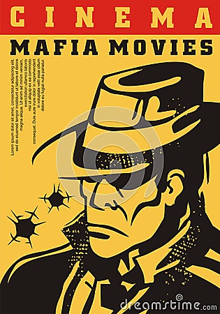 Mafia movies conceptual poster design Vector Illustration