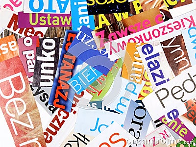 Magazine cuttings - incomplete words Stock Photo