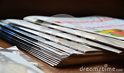 Magazines and shelf Stock Photo