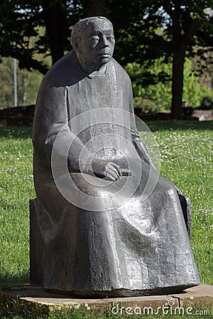 Magdeburg, Germany - April 14, 2024: German artist Kaethe Kollwitz, a sculpture by Gustav Seitz in the sculpture park near the Editorial Stock Photo