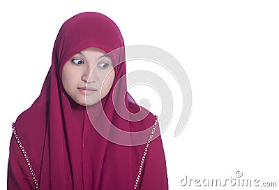 Mage of muslim girl looking down Stock Photo