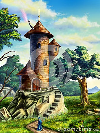 Mage tower Cartoon Illustration