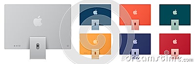 IMac 2021 desktop. New iMac computer. Back view. Apple computer. Vector illustration Vector Illustration