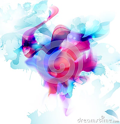 Magenta and blue colorful blot spread to the light background. Abstract vector composition for the bright design. Vector Illustration