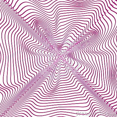 Magenta line burst. Abstract wavy field. Geometric distortion shape. Vector optical pattern. Vector Illustration