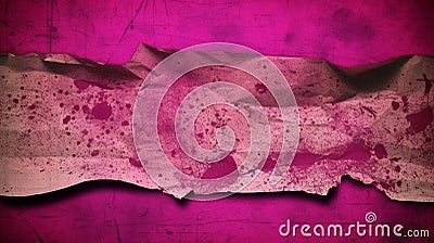 Cute Magenta Old grunge ripped torn vintage collage posters creased crumpled paper surface texture Stock Photo