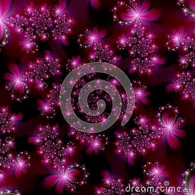 Magenta Pink Fractal Stars in Space Abstract Background Stock Photo