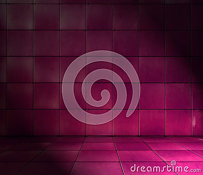 Magenta Tiled Room Stock Photo