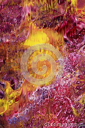 Magenta white and yellow Abstract Acrylic Painting Stock Photo