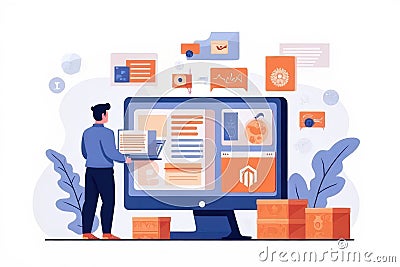 Magento Hosting Platform Visualization Stock Photo