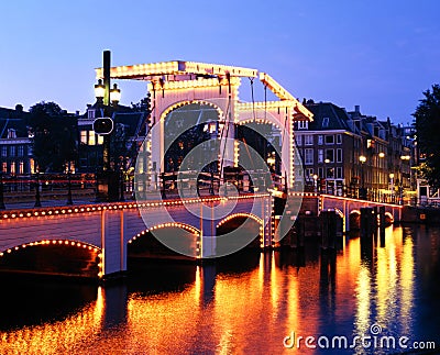 Magere Brug, Amsterdam. Editorial Stock Photo