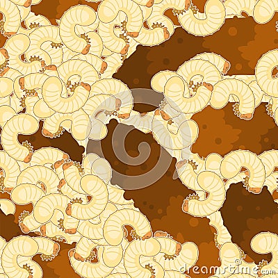 Maggot and shit background . Fly cure and turd pattern seamless. vector ornament Vector Illustration