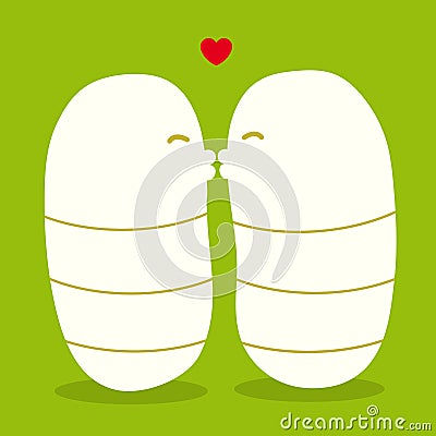 Maggots kissing Vector Illustration