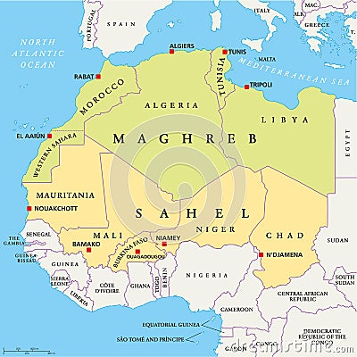 Maghreb And Sahel Political Map Stock Photo - Image: 47920053 Maghreb And Sahel Political Map Stock Photo - Image: 47920053
