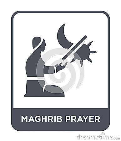 maghrib prayer icon in trendy design style. maghrib prayer icon isolated on white background. maghrib prayer vector icon simple Vector Illustration