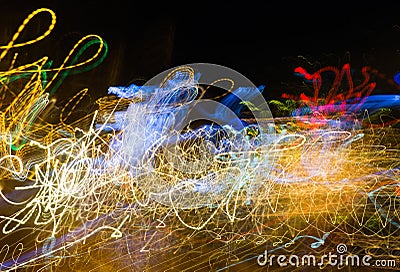 Magic abstract light trails in random motion - abstract background image Stock Photo