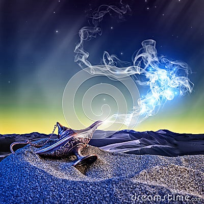 Magic aladdin lamp Stock Photo