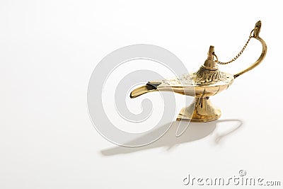 Magic Aladdin Lamp on white background Stock Photo