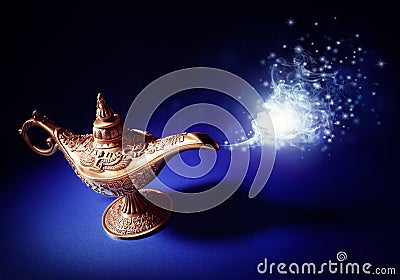 Magic Aladdins Genie lamp Stock Photo