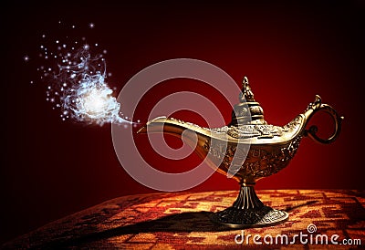 Magic Aladdins Genie lamp Stock Photo