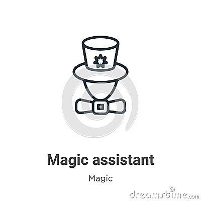 Magic assistant outline vector icon. Thin line black magic assistant icon, flat vector simple element illustration from editable Vector Illustration