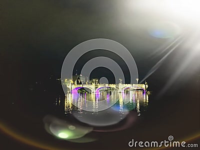 Magic atmosphere, bridge, nature, water, colours and mystery Stock Photo