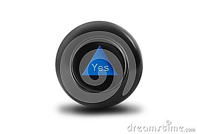 Magic ball with prediction Yes Stock Photo