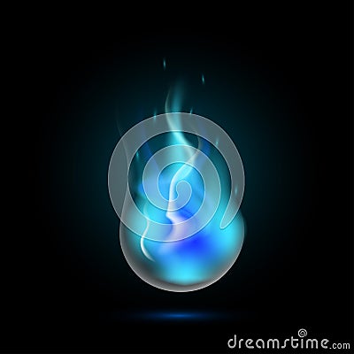 Magic blue fireball flame Vector Illustration