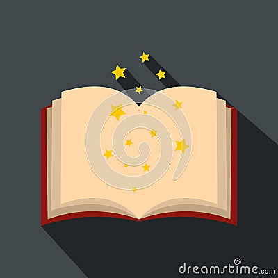 Magic book of spells open flat Vector Illustration