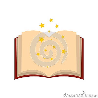 Magic book of spells open flat Stock Photo