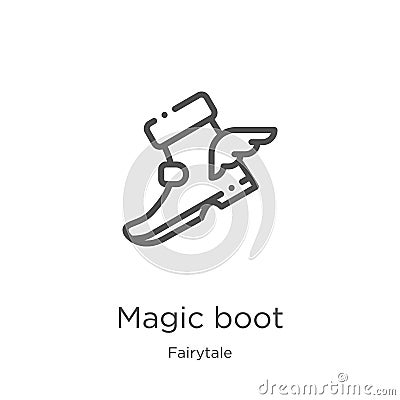 magic boot icon vector from fairytale collection. Thin line magic boot outline icon vector illustration. Outline, thin line magic Vector Illustration