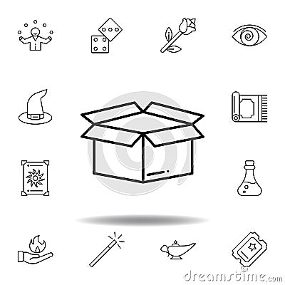 magic box outline icon. elements of magic illustration line icon. signs, symbols can be used for web, logo, mobile app, UI, UX Cartoon Illustration