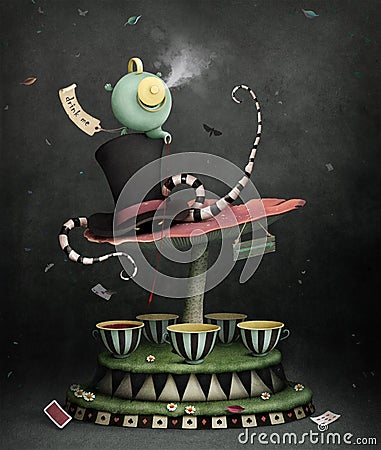 Magic Carousel Cartoon Illustration