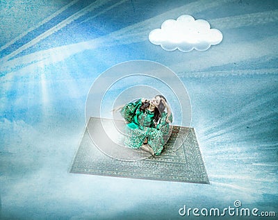 Magic carpet flight Stock Photo