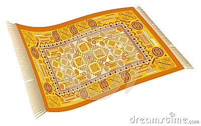Magic Carpet Orange Yellow Golden Vector Illustration