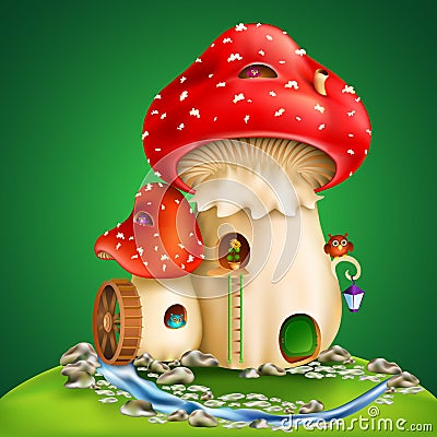 Magic cartoon mushrooms Vector Illustration