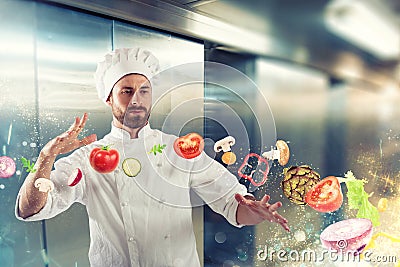 Magic chef ready to cook a new dish Stock Photo