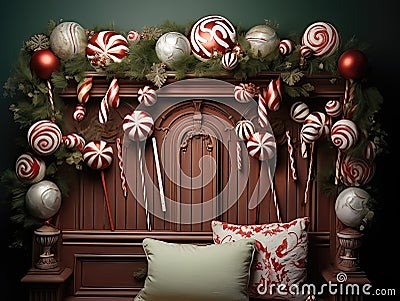 Magic Christmas Bedboard wonderfull decorated, smash cake, tematic Christmas, composit only Stock Photo