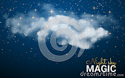 Magic Christmas Cloud. Shining Stars. Night sky abstract background. Vector illustration Christmas. Fairy Dust Vector Illustration