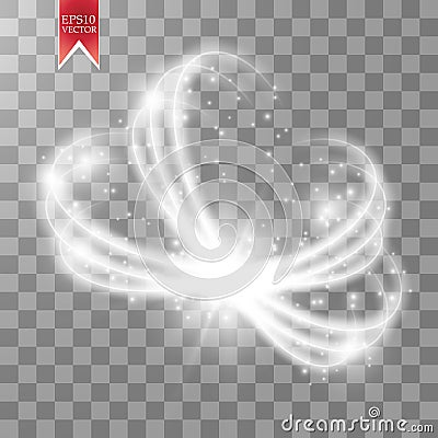 Magic circle isolated on transparent backgroun. Shine round light effect. Vector glow ring with particles. Vector Illustration