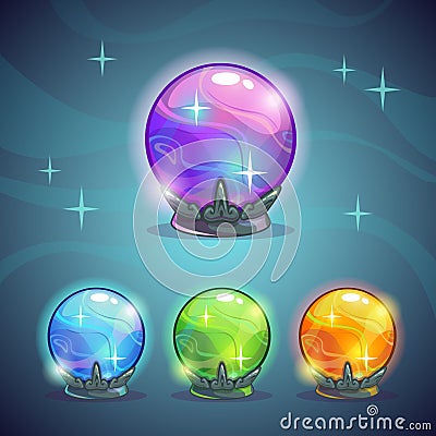 Magic crystal balls Cartoon Illustration