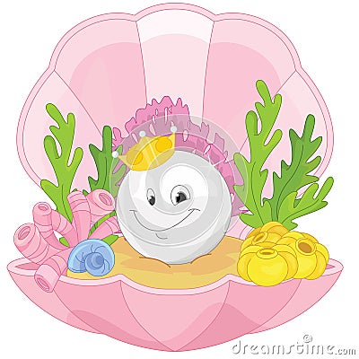 Magic Fairy Shell Royal Pearl Vector Illustration